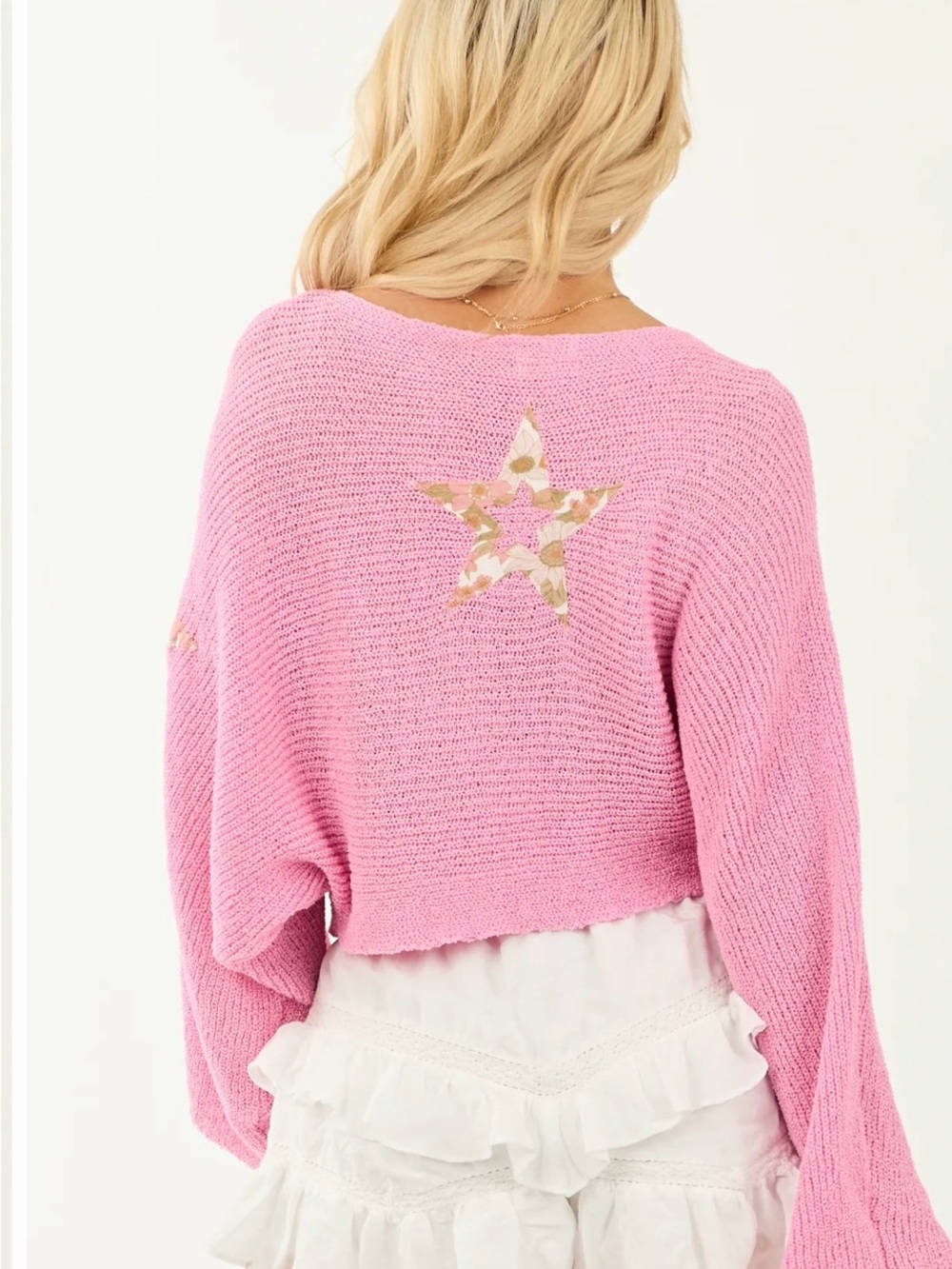 POL Bubblegum Star Patch Cropped Knit top size S euc - Picture 2 of 7